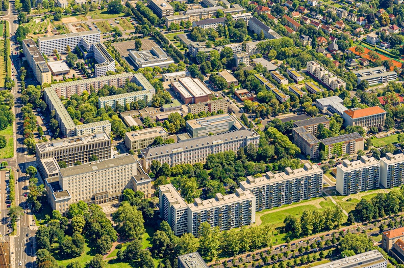 Luftaufnahmen des Campus der HTW Dresden am Friedrich-List-Platz am 13.08.24.