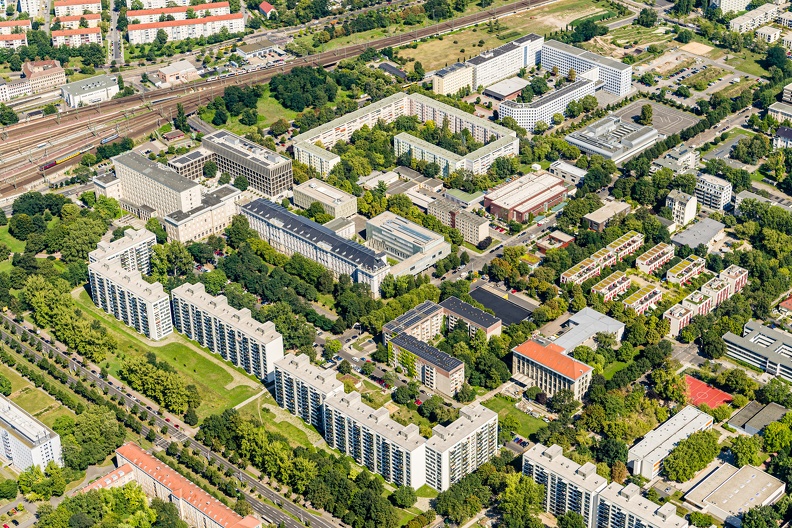 Luftaufnahmen des Campus der HTW Dresden am Friedrich-List-Platz am 13.08.24.