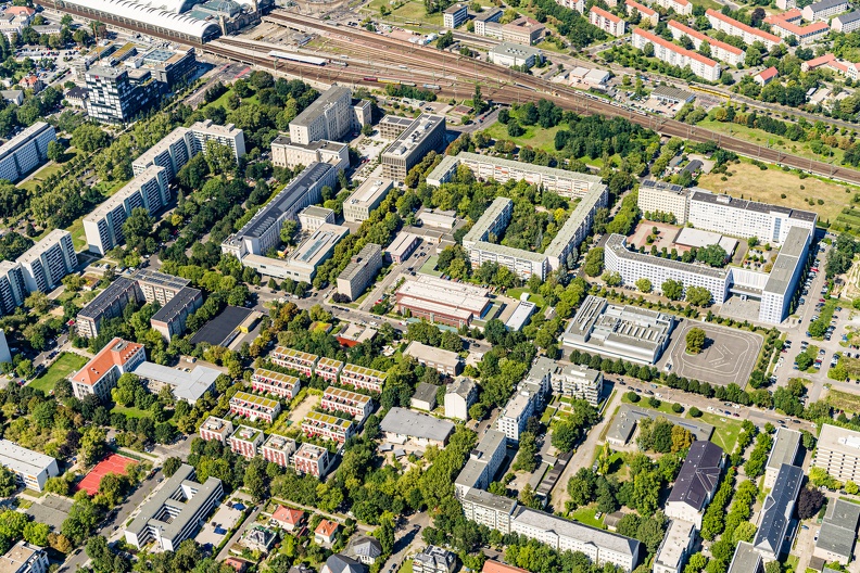 Luftaufnahmen des Campus der HTW Dresden am Friedrich-List-Platz am 13.08.24.