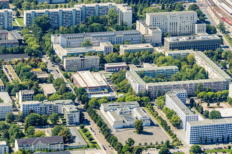 Luftaufnahmen des Campus der HTW Dresden am Friedrich-List-Platz am 13.08.24.