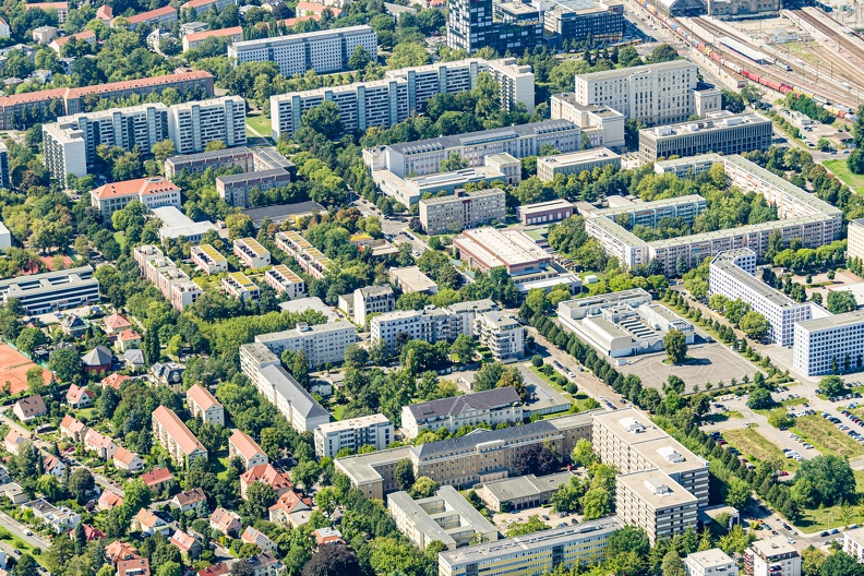 Luftaufnahmen des Campus der HTW Dresden am Friedrich-List-Platz am 13.08.24.