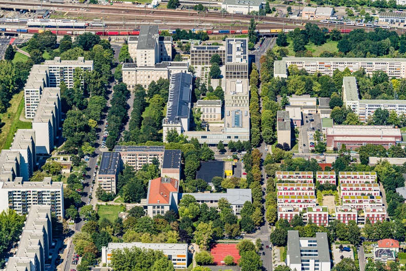 Luftaufnahmen des Campus der HTW Dresden am Friedrich-List-Platz am 13.08.24.