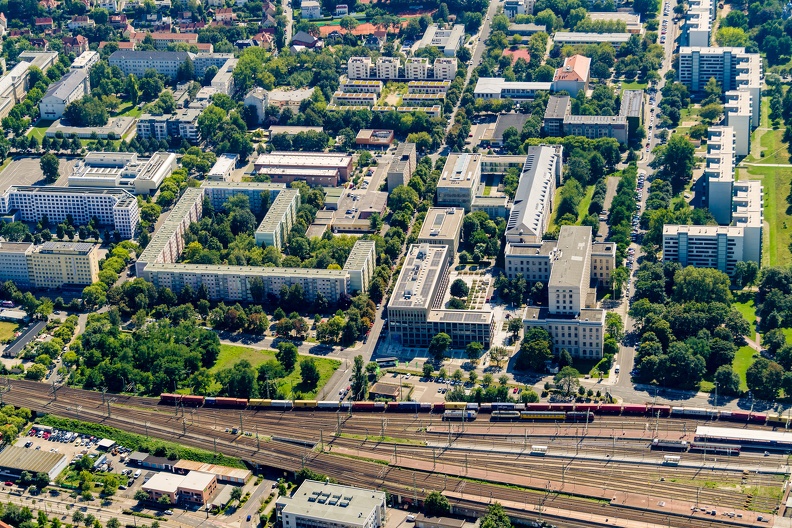 Luftaufnahmen des Campus der HTW Dresden am Friedrich-List-Platz am 13.08.24.